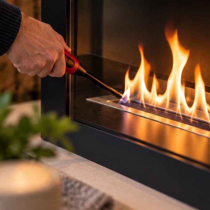 Bioethanol stove providing real flame and ambient heat