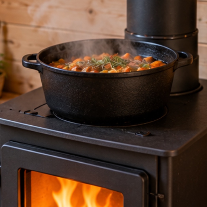 Small glamping stove with cooking oven
